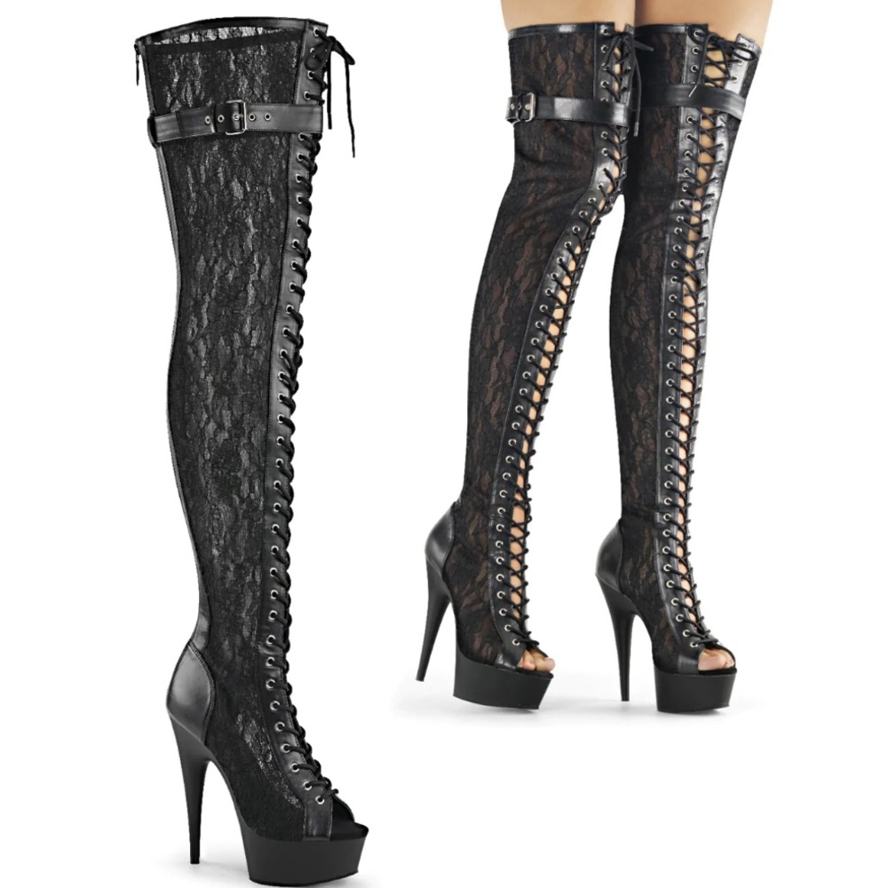 Pleaser size 10 lace thigh highs